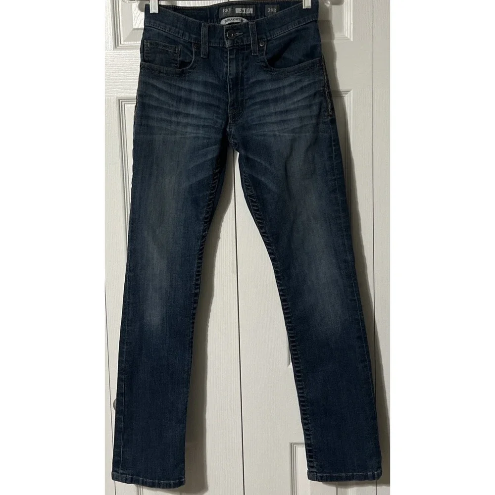 BKE Men's Jake Straight‎ Stretch Mid Rise Dark Wash Jeans Size 29 (29x31)